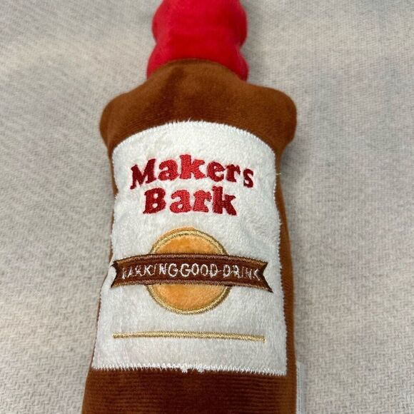 Makers Bark Whiskey Bottle Cruncher Plush Dog Toy NWT Puppy Funny Gift - Picture 2 of 5